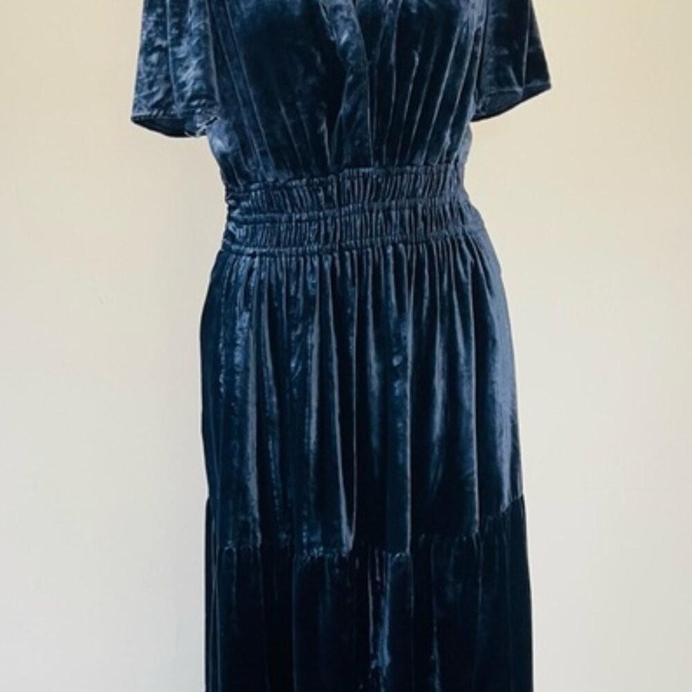 Anthropologie The Somerset Maxi Dress Velvet Edition Navy - Picture 8 of 15